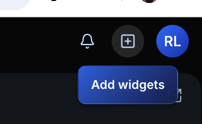 The Add Widgets button in the top-right corner of Eden
